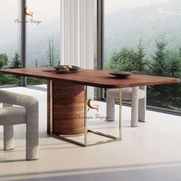Ensemble de table à manger en marbre naturel, 4 places, nouveau design, table à manger en bois avec chaises, table à manger de luxe