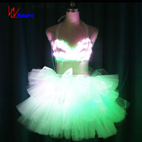 Nouvelle arrivée, costume de danse LED qui brille dans le noir, jupe courte sexy pour femmes