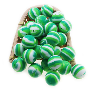 สินค้ามาใหม่ ลูกปัดซิลิโคนทรงกลมสีเขียวลายวน 15 มม. เกรดอาหาร 100% สำหรับทำสร้อยคอ งานฝีมือ สร้อยข้อมือ เครื่องประดับ วันเซนต์แพทริก - Product Image 4