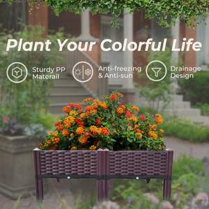 Bac à légumes surélevé Db, 2 pièces, en plastique, 14,5 pouces de hauteur avec pieds, pour la culture de légumes, fruits, fleurs et herbes en intérieur et en extérieur - Product Image 4