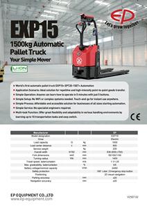 Chariot élévateur électrique EXP15 - Batterie Li-ion 24V 60Ah & Vitesse à vide de 1,25 m/s, Conception branchable Semi-automatique AMR minimaliste - Product Image 5