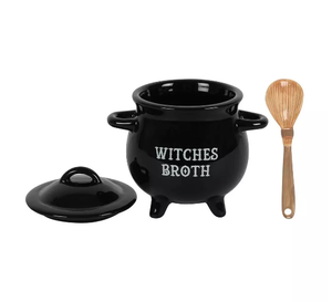 Cuenco <span class=keywords><strong>de</strong></span> cerámica con cuchara <span class=keywords><strong>de</strong></span> escoba para Halloween, decoración <span class=keywords><strong>de</strong></span> mesa para cocina <span class=keywords><strong>de</strong></span> the witch - Product Image 3