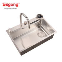 Robinet d'évier de cuisine simple en acier inoxydable de style ferme, fait main, sur mesure, pour installation sous plan, finition brossée, qualité supérieure