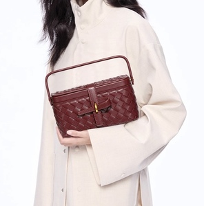 Bolso <span class=keywords><strong>de</strong></span> Mano Vintage para Mujer, Cadena <span class=keywords><strong>de</strong></span> Moda, Tejido a Mano, Textura Cruzada, Bolsos <span class=keywords><strong>de</strong></span> PU con Cremallera, Impermeables, <span class=keywords><strong>de</strong></span> <span class=keywords><strong>Cuero</strong></span> Vegano - Product Image 4