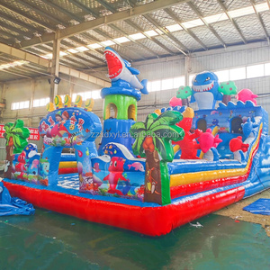 Château gonflable commercial direct usine sur le thème <span class=keywords><strong>du</strong></span> monde sous-marin avec toboggan, grande structure gonflable personnalisable en forme <span class=keywords><strong>de</strong></span> requin - Product Image 3