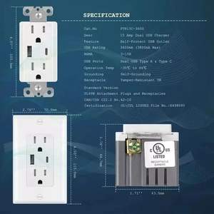 Toma de corriente Fahint FTR15C 3.6a Slim USB toma corriente para la <span class=keywords><strong>casa</strong></span> toma de corriente con tipo C y USB para muebles - Product Image 6