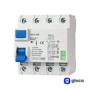 Gloca Rccb 4P 30Ma Curva B 6Ka 380V 16A Montaje en Riel Policarbonato - Product Image 3