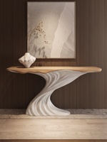 Table console moderne de luxe en fibre de verre, base torsadée créative, table d'entrée pour villa, hôtel, couloir, salon