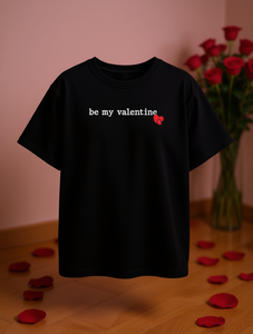 T-shirt Be My Valentine da donna, casual, vestibilità ampia, girocollo, manica corta, stampa a cuore, 100% cotone jersey, primavera estate - Product Image 2