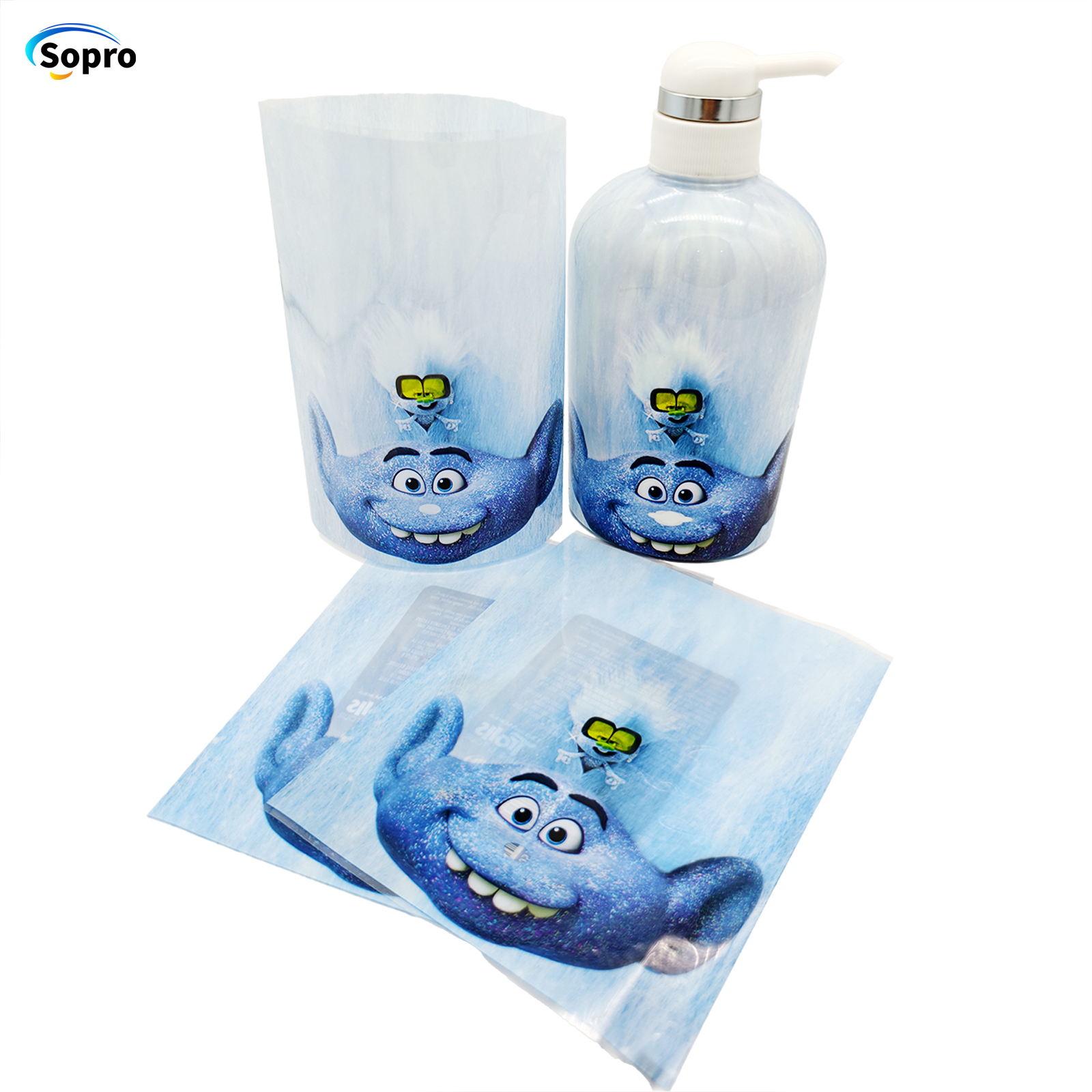 Custom Logo Shrink Wrap Label for 300ml 500ml 750ml Plastic Bottle Shrink Sleeve Label for Shampoo Hand Sanitizer Bottle