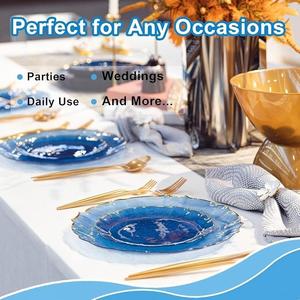 Xueli Assiettes en dentelle en plastique de couleur personnalisables avec bords garnis or/argent <span class=keywords><strong>Vaisselle</strong></span> décorative élégante pour les fêtes de mariage - Product Image 2
