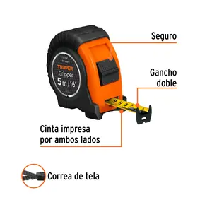 BOX 6 <b>Gripper</b> Impact-Resistant <b>Tape</b> Measure, 5 m, 19 mm <b>Tape</b>, TRUPER - Product Image 2