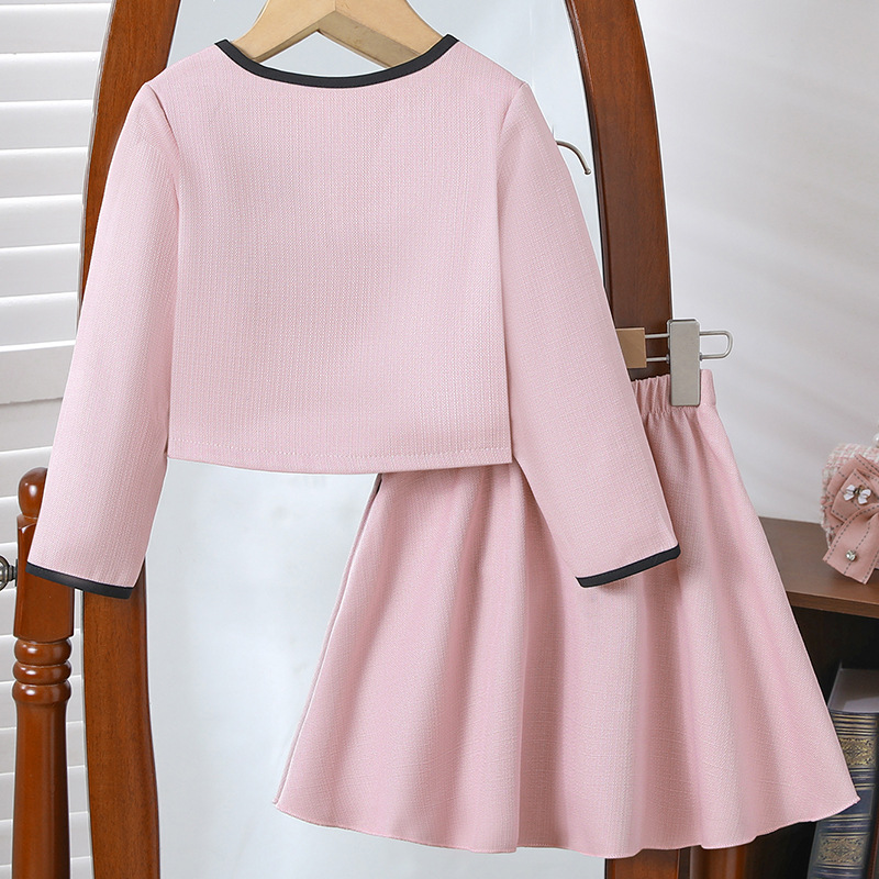 pink skirt and coat set for kids