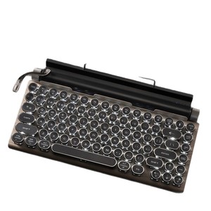 En stock – Clavier mécanique rétro Bluetooth 5.0 double mode avec touches rondes, style machine à écrire, combo clavier-souris, interrupteurs bleus – Vente en gros - Product Image 5