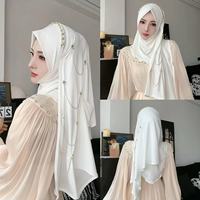 Hijab instantané à enfiler croisé pour femmes musulmanes, à bord souple, facile à porter, voile transparent, direct usine