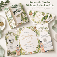Suite d'invitations de mariage personnalisées, carte pliante botanique aquarelle, dorure à chaud, ensemble d'enveloppes RSVP, vente en gros OEM