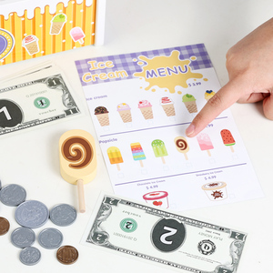Ensemble de jeu de rôle en bois pour boutique de crème glacée avec comptoir à desserts pour enfants, jouets de <span class=keywords><strong>cuisine</strong></span>, <span class=keywords><strong>cuisine</strong></span> de jeu - Product Image 4