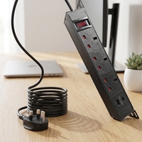 Bloc d'alimentation multiprise sur rack avec protection contre les surtensions, 3 prises britanniques 13A CA, multiprise PDU avec USB PD 20W