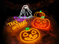 Neonawall En gros Enseigne néon citrouille d'Halloween, à intensité variable, alimentée par USB, lumière murale suspendue, décoration pour la maison, les fêtes et le festival d'Halloween
