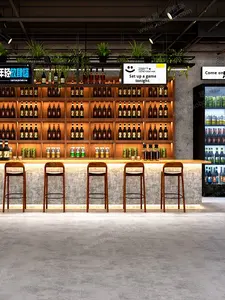 Mostrador de Recepción Comercial de Estilo Industrial <span class=keywords><strong>Vintage</strong></span>, MDF, Forma de L, Multifuncional, Esquinero, para Bar, Caja, Restaurante de Barbacoa - Product Image 3