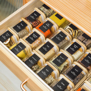 Town Design portaspezie case del <span class=keywords><strong>villaggio</strong></span> contenitori per spezie bianchi set barattoli per spezie in bambù acacia in ceramica bianca con set di coperchi in bambù - Product Image 4