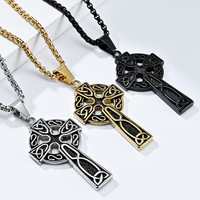 Collier unisexe en acier titane avec nœud celtique viking nordique, style rétro européen et américain, directement de l'usine, pour la diffusion en direct de bijoux