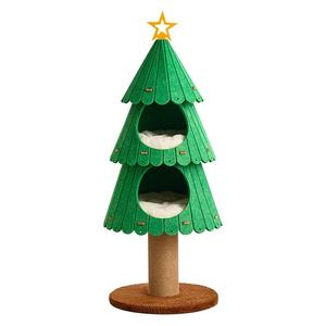 Pohon Natal, Pohon Kucing, Menara, Tempat Tidur Terintegrasi, Pola Kartun, Bahan Felt, Desain Multi-layer, Konstruksi Tahan Lama, Untuk Dalam Ruangan - Product Image 5