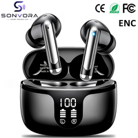 Écouteurs sans fil intra-auriculaires TWS OEM vérifiés S48 avec réduction de bruit ENC, affichage numérique LED de la puissance et basses profondes stéréo de 13 mm