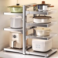 Estante de almacenamiento de cocina de acero inoxidable, estante de almacenamiento de utensilios de cocina ajustable de varias capas, estante de almacenamiento multifuncional para el hogar