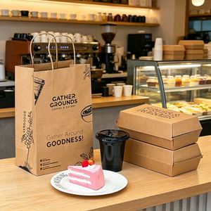 Bolsas de Papel Kraft Marrón con Asa para Envasado de Té con Leche y Café, Impresas con Logotipo Personalizado, Reciclables y Ecológicas, al por Mayor - Product Image 3