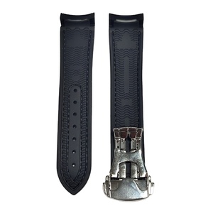Correa para <span class=keywords><strong>Reloj</strong></span> <span class=keywords><strong>Omega</strong></span> <span class=keywords><strong>Seamaster</strong></span> Sport de 20mm 22mm con Extremos Curvos, Lona Negra y Goma, con Cierre Plateado Pulido y Característica Transpirable - Product Image 2