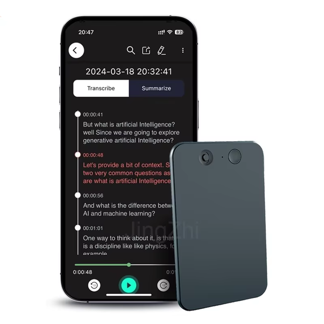 AI Megsafe Mini Audio Recorder Voice Recorder App Control for Phone Calls & Lectures Wav & Mp3 Audio Format Music Function