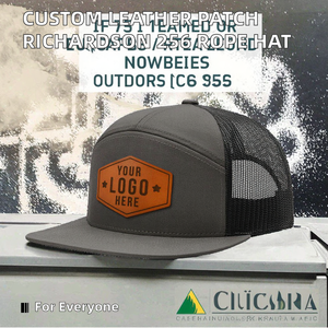 Casquette de pêche personnalisable en polyester/coton avec patch en maille, style mode, 7 panneaux, non structurée, à visière plate, type snapback ou trucker - Product Image 5