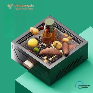 Estufa de carbón cuadrada de metal para acampar al aire libre con mango de madera y ranuras de ventilación para cocinar a la parrilla - Product Image 2
