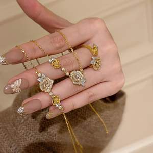 Bague double rose pour femme en argent sterling S925, style vintage antique, incrustation de diamants complets, forme de diamant taillé, accessoire de luxe polyvalent - Product Image 5