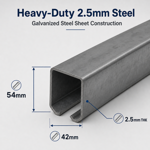 Rail en profil C 42x54x2,5 mm pour <span class=keywords><strong>portail</strong></span> <span class=keywords><strong>coulissant</strong></span>, tôle d'acier galvanisé (1-6 m) Système de suspension - Product Image 1