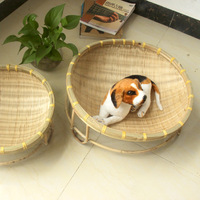 Panier pour chat multifonctionnel de style américain en bambou naturel robuste de qualité supérieure de petite taille de 12 pouces, capacité de charge de 5 kg