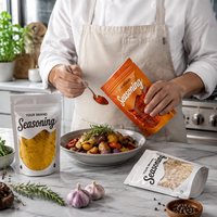 Sachets personnalisés imprimés pour assaisonnements avec fenêtre, refermables à fermeture éclair, pour poudres alimentaires et épices, vente en gros