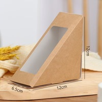 Boîtes à sandwich en papier rigide écologiques de haute qualité avec finition brillante personnalisée et fenêtre transparente pour la restauration et les aliments frais