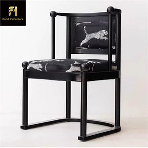 Nouveau Style <span class=keywords><strong>chinois</strong></span> en bois noir imprimé léopard chaise de salle à manger chaise d'appoint coussin rembourré chaise de Table à manger unique formelle - Product Image 3