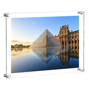 11*14Inch Dubbele Paneel Wandmontage Opknoping Zwevende Frameloze Heldere Acryl Fotolijst Voor Graden Certificaat Fotolijsten