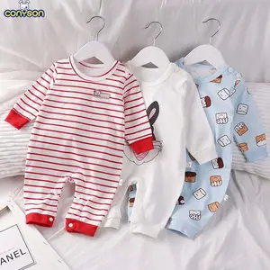 Conyson Romper Bayi, Grosir Pakaian Anak Baru Lahir Katun Murni Organik Vintage Lengan Panjang Stok Lot Lucu Kartun