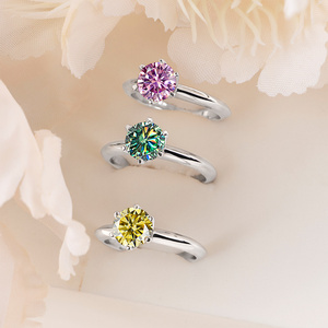 Bagues de fiançailles en moissanite classique 1C, forme ronde, argent 925, <span class=keywords><strong>bijoux</strong></span>, cadeau de fête, taille 5-9, <span class=keywords><strong>bijoux</strong></span> fins - Product Image 4
