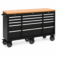 Chariot à outils mobile en acier extra large avec plateau en bois massif, armoire à outils roulante multi-tiroirs avec 6 roues pour la réparation automobile et le garage