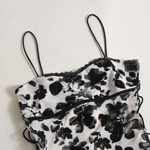 Robes moulantes sexy transparentes à dos nu en maille extensible et floquée pour femmes - Product Image 6