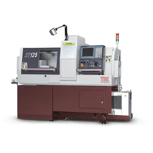 ST125 high precision 2 spindle 5 axis swiss type cnc automatic lathe with auto bar feeder