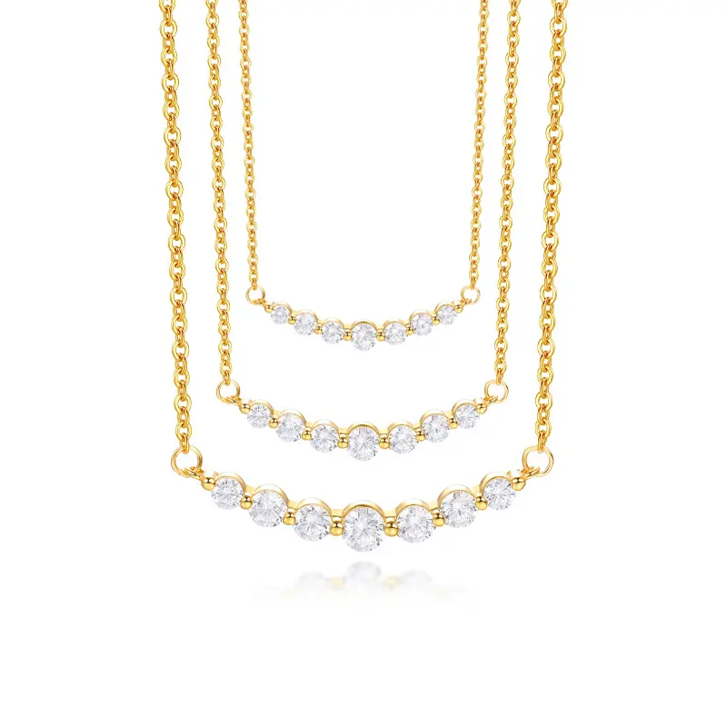 Dainty Luxury 925 Sterling Silver 18K placcato oro Multi size collana girocollo con diamanti a fila singola con zirconi