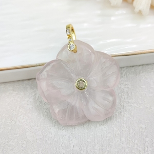 Vendita calda semplice alla moda CZ Hoop pietra preziosa <span class=keywords><strong>naturale</strong></span> intagliata fiore <span class=keywords><strong>ametista</strong></span> Fluorite ciondoli per collana da donna - Product Image 6