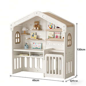 Unisex kinder speelhut van HDPE met opbergrek en tafel voor kinderen vanaf 1 jaar - Product Image 6