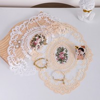Napperons de table brodés rétro chic style palais coréen, grands, beiges, en dentelle rétro, napperons en crochet français faits à la main, napperons de table brodés
